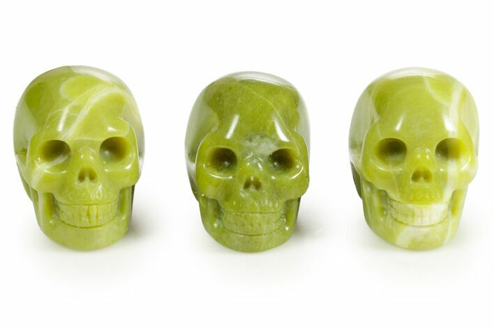 1.5" Polished Xiuyan Jade (Serpentine) Skulls - Photo 1